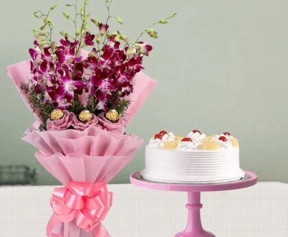 flowers and cake